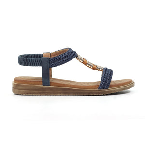 Lunar JLH502 Portofino Blue Womens Woven and Beads Upper Sandals