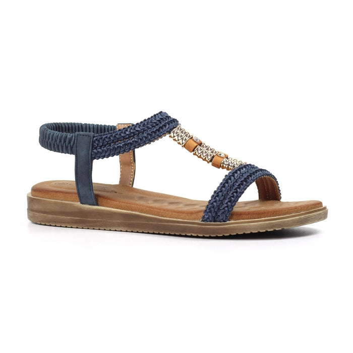 Lunar JLH502 Portofino Blue Womens Woven and Beads Upper Sandals