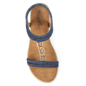 Lunar JLH502 Portofino Blue Womens Woven and Beads Upper Sandals