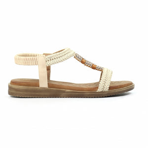 Lunar JLH502 Portofino White Womens Woven and Beads Upper Sandals