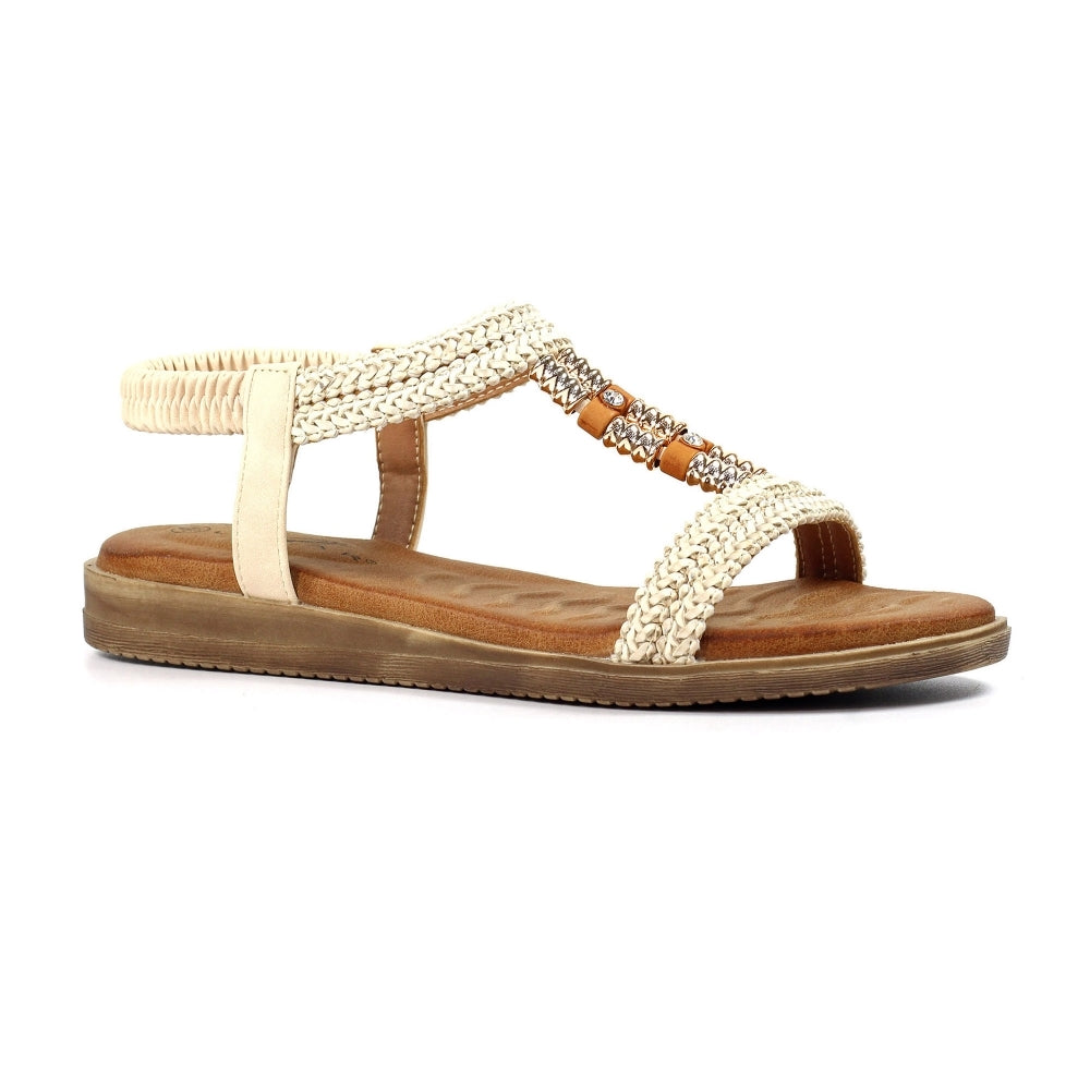 Lunar JLH502 Portofino White Womens Woven and Beads Upper Sandals