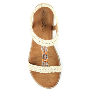 Lunar JLH502 Portofino White Womens Woven and Beads Upper Sandals