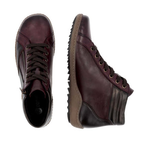 Remonte R1458-35 Vino Womens Leather Comfy Lace and Zip Ankle Boots