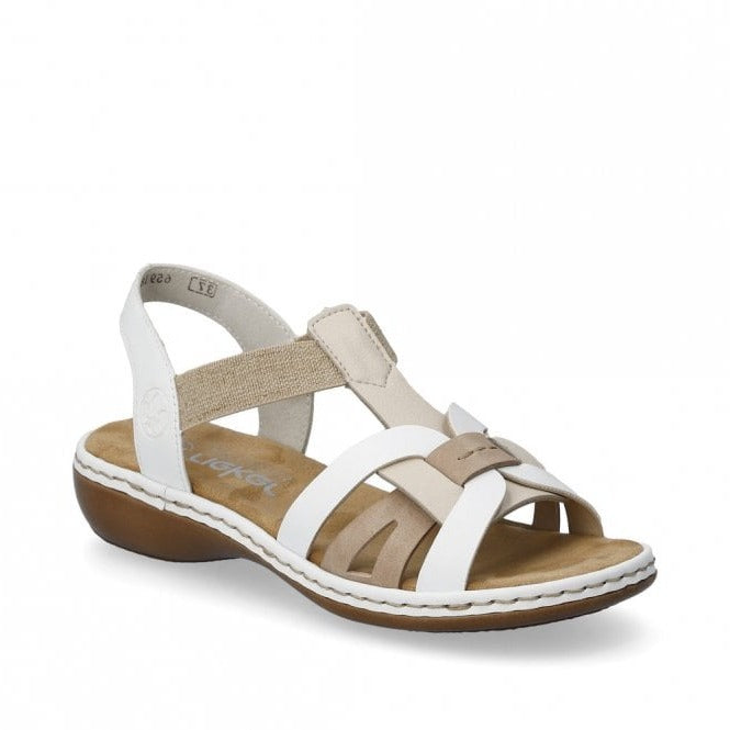 Rieker 65918-81 White Combination Womens Casual Comfort Slingback Sandals