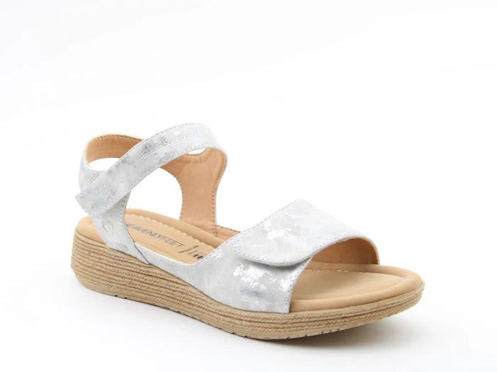 Heavenly Feet Mavis Cloud Silver Womens Touch Fastening Sandals