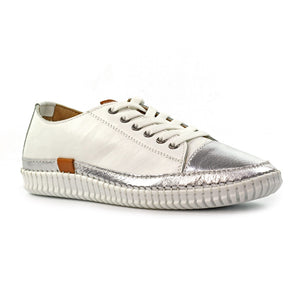 Lunar FLK042 Starlet II White Womens Casual Comfort Leather Lace Up Plimsoll