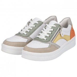 Remonte D0J01-81 Womens White Combi Leather Lace Up Trainers