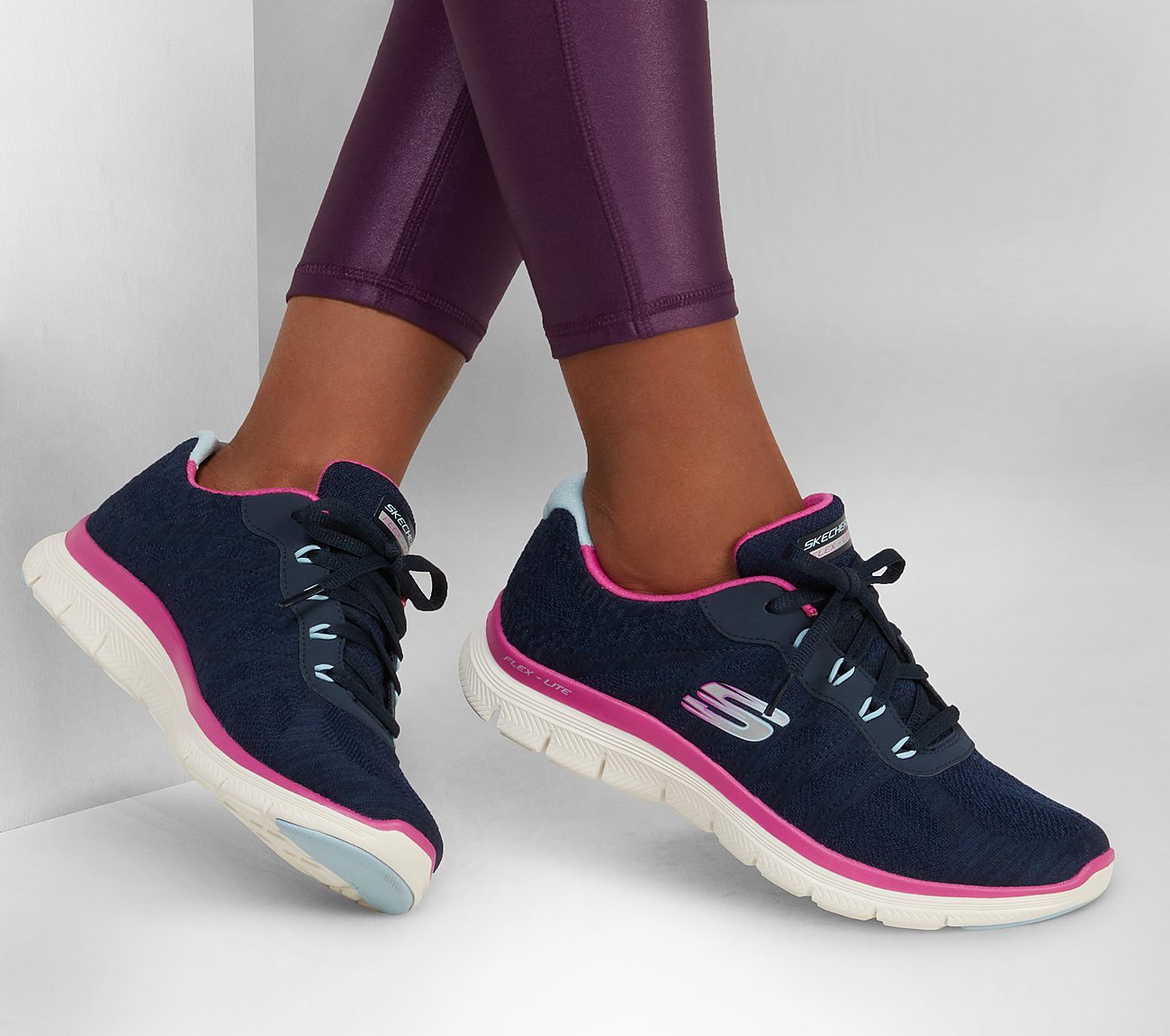 Skechers 149570/NVPR Navy Women's Sporty Knit Mesh Upper Trainers – The  Shoe Centre