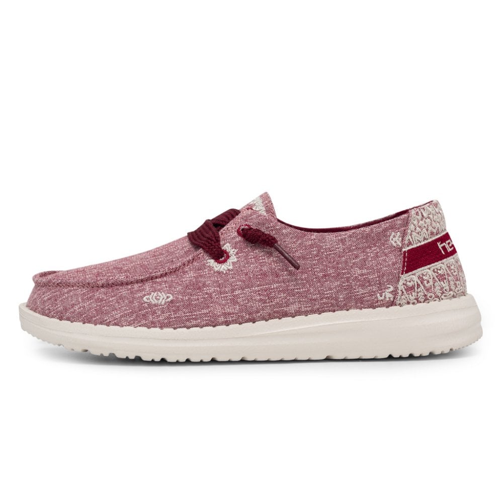 Dude Wendy Chambray Flora Peony Red Women's Slip On Canvas Relaxed Fit Shoes