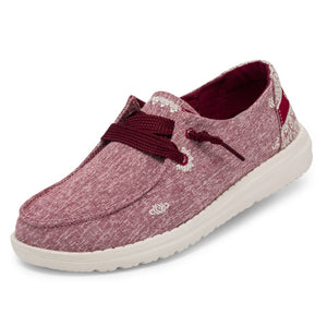 Dude Wendy Chambray Flora Peony Red Women's Slip On Canvas Relaxed Fit Shoes