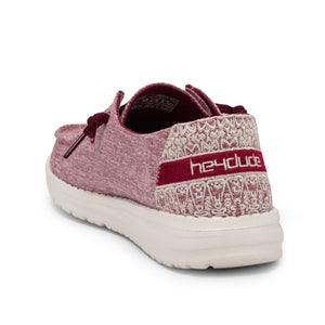 Dude Wendy Chambray Flora Peony Red Women's Slip On Canvas Relaxed Fit Shoes