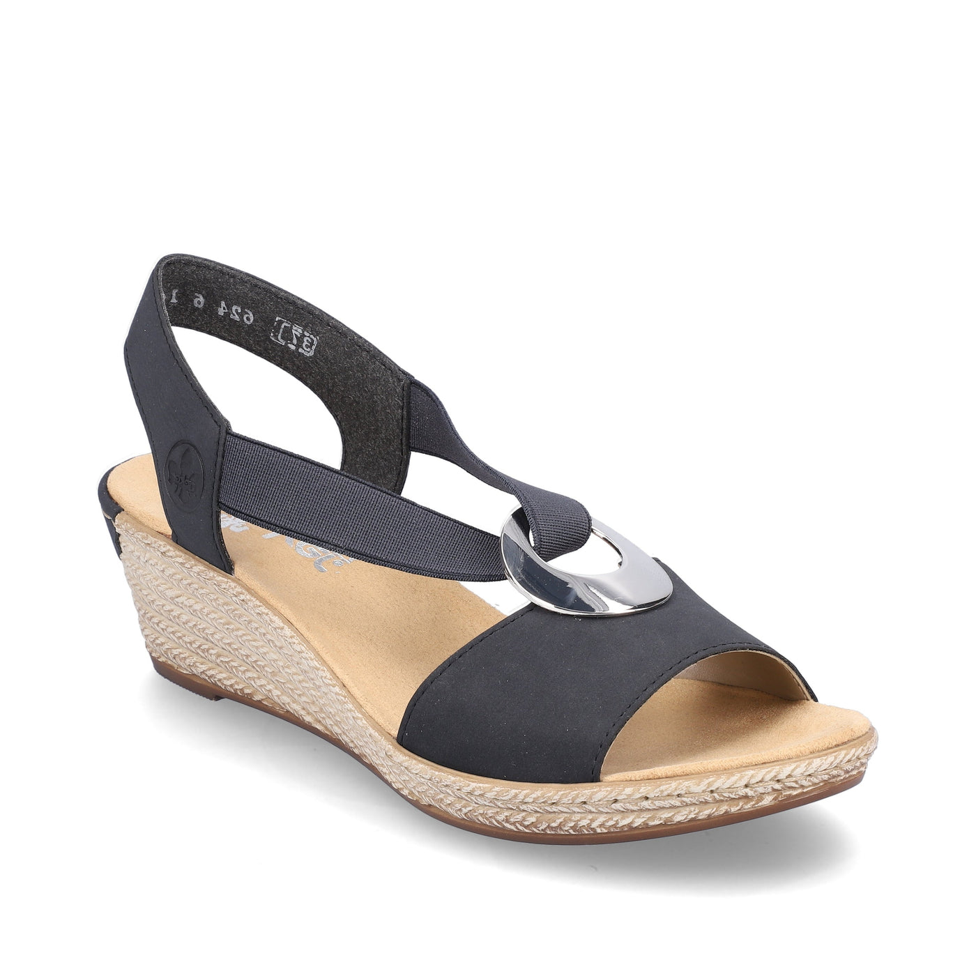 Rieker 624H6-14 Navy Casual Slingback Wedge Sandals – The Shoe Centre