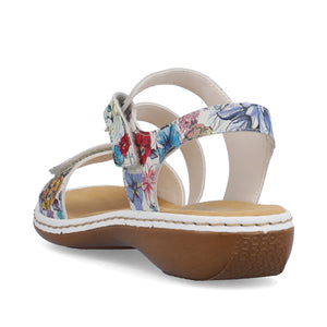 Rieker 659C7-92 White Multi Womens Casual Comfort Touch Fastening Sling Back Sandals