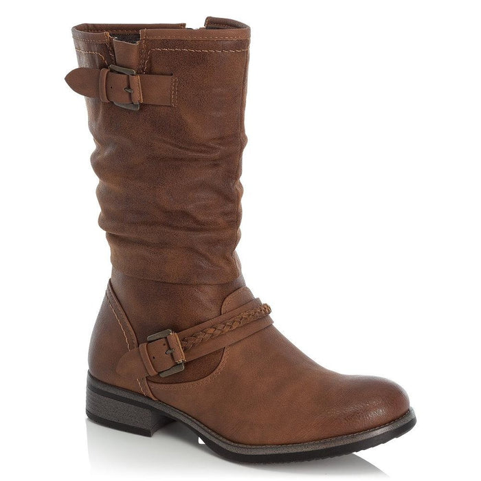 Rieker 98860-22 Brown Womens Casual Comfort Zip Up Calf Boots