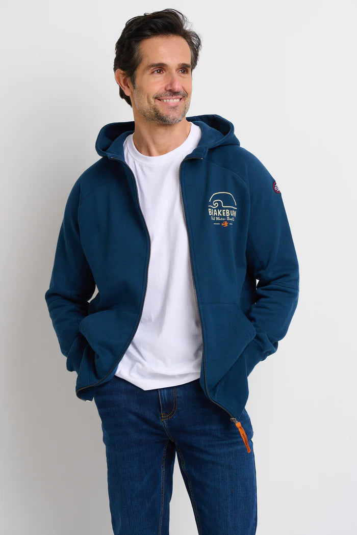 Brakeburn Mens Raglan Zip Through Navy Hoodie