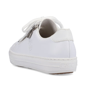 Rieker L59L1-83 White Womens Casual Comfort Lace/Zip Up Shoes