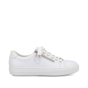 Rieker L59L1-83 White Womens Casual Comfort Lace/Zip Up Shoes