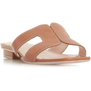 Dune Loupe Tan Leather Womens Comfort Sliders