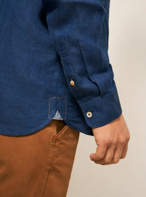 White Stuff Pembroke Dark Navy Long Sleeve Linen Shirt