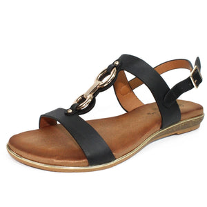 Lunar JLH113 Maldives Black Womens Comfortable Summer Slingback Sandals